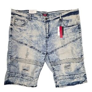 Rock‎ Salt Moto Denim Shorts Distressed Acid Wash Mens 42 NWT Cybercore Punk